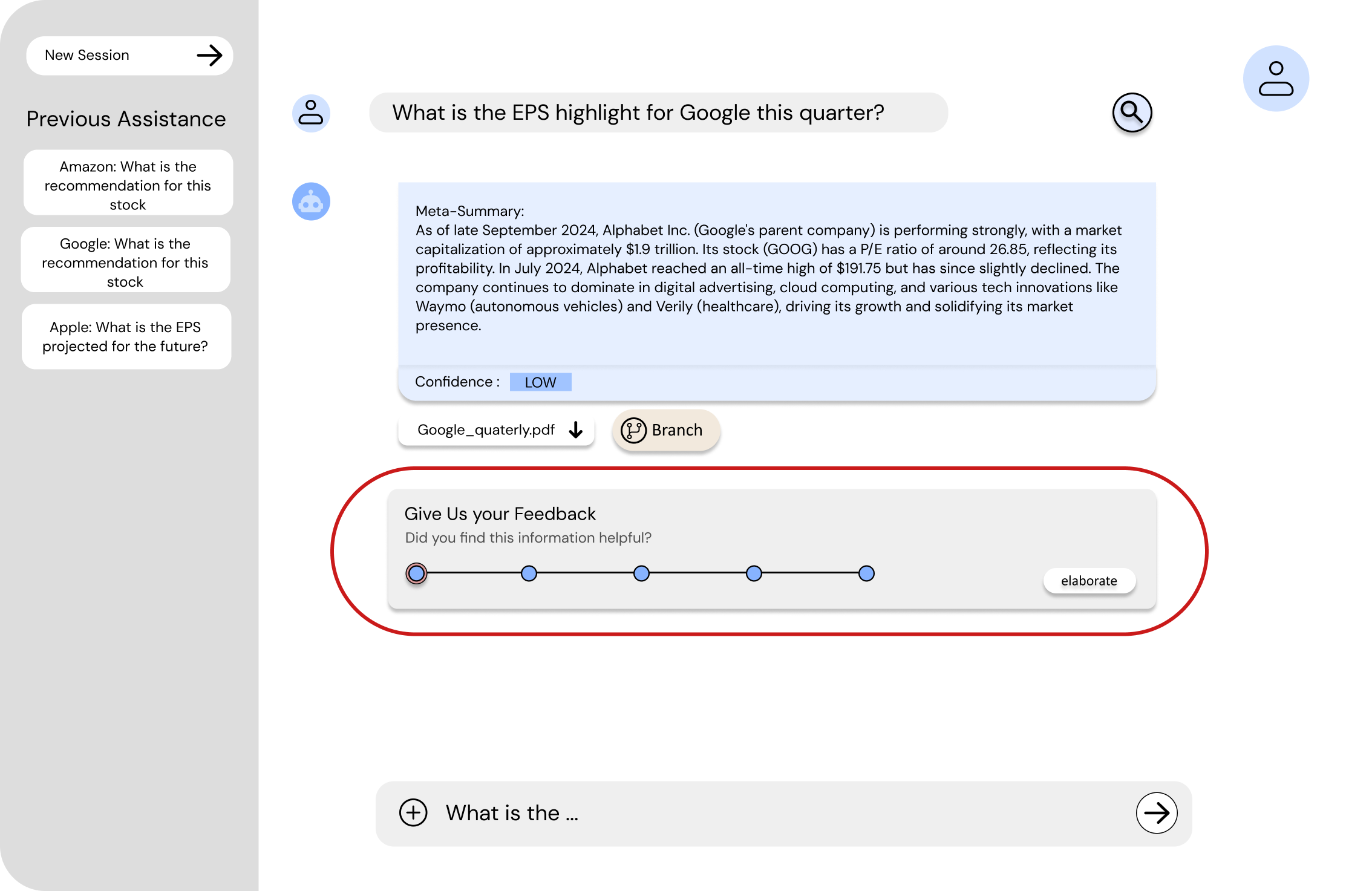Feedback control offering categorical and open-ended responses